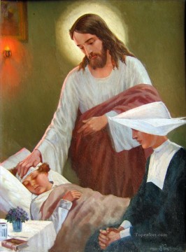 宗教的 Painting - 病気の子供 宗教的クリスチャン